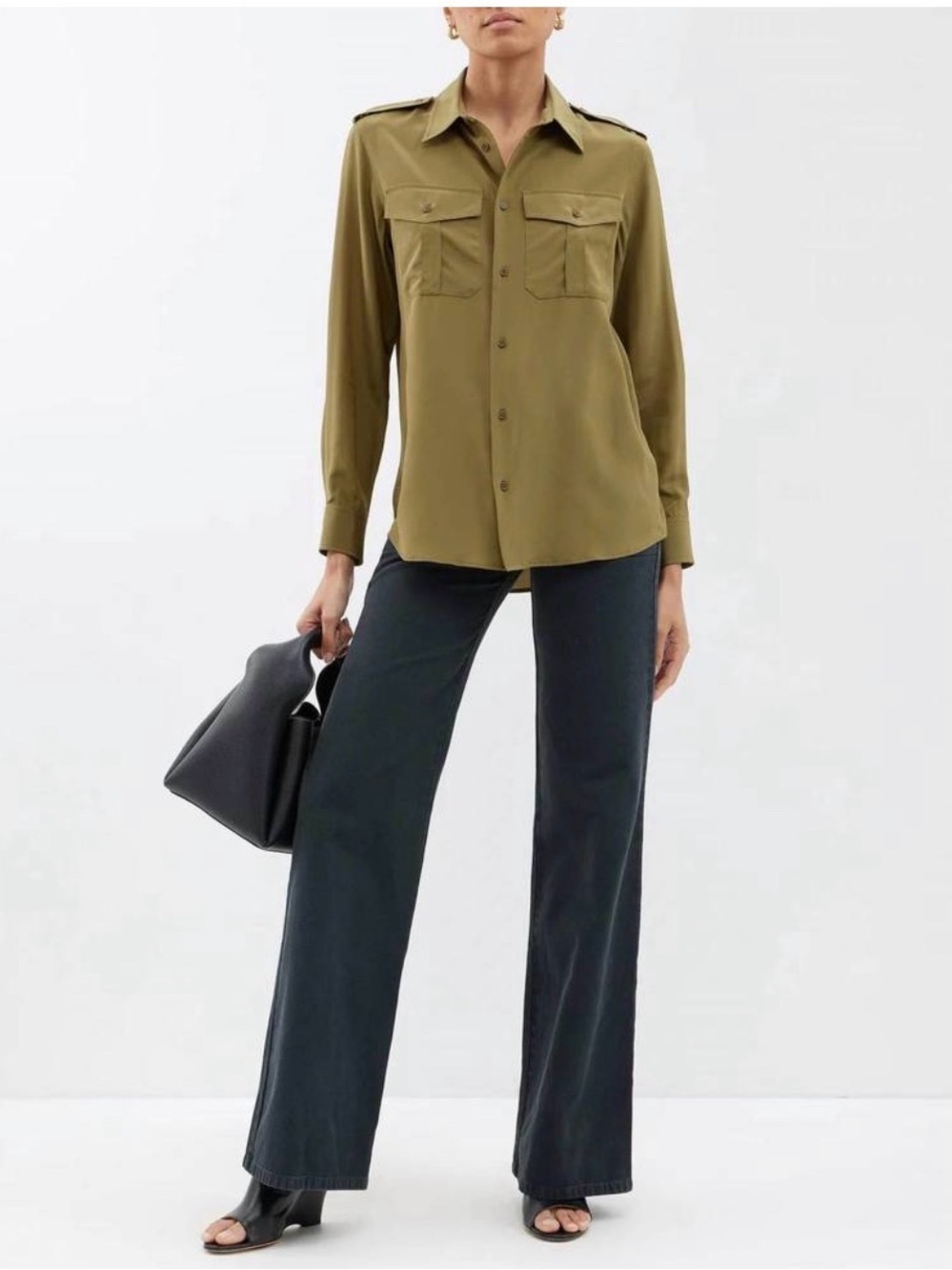 NILI LOTAN jeanette top in olive sz Med
